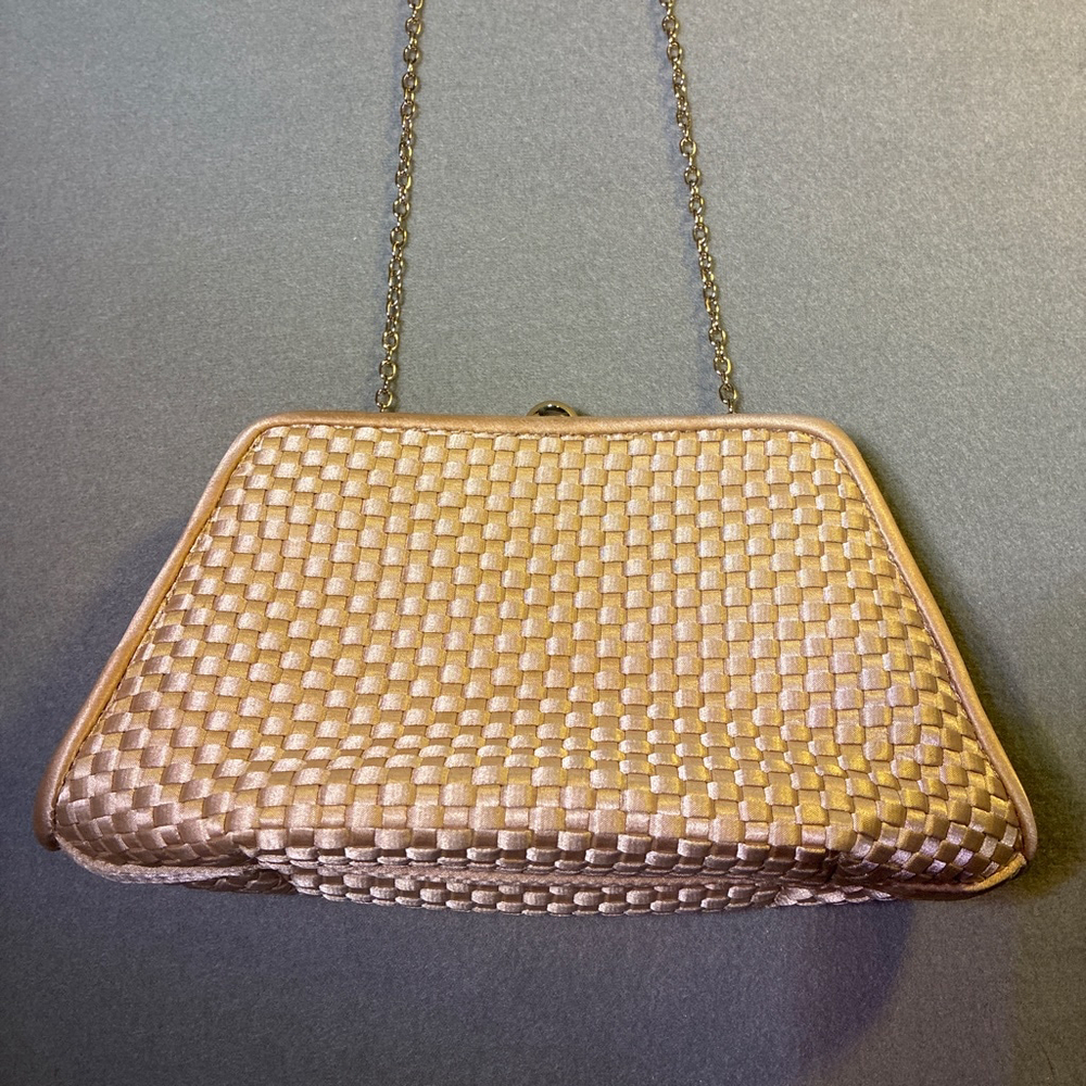 Satin Clutch Bag with Chain - Picture 2 of 8